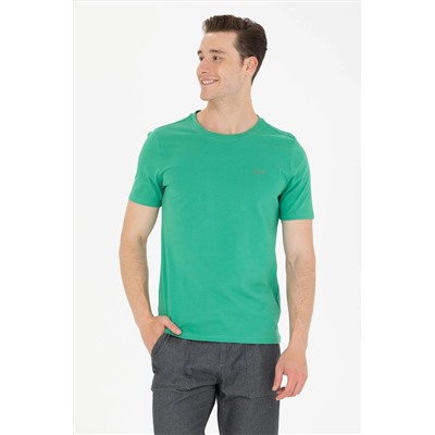 Erkek Yeşil Basic Bisiklet Yaka Tişört