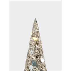 Ель-конус, 20 см, с подсветкой, полиэстер/металл, шампань, Celebration