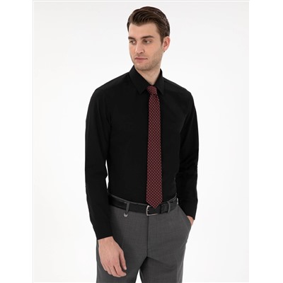 Siyah Slim Fit Uzun Kollu Basic Gömlek