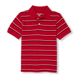 Boys Short Sleeve Striped Polo