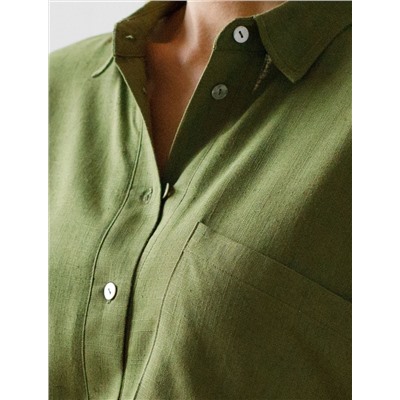 Блузка с цельнокроеным рукавом  изо льна с вискозой