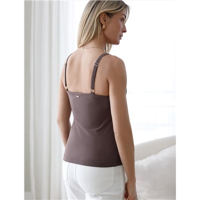 Топ с двуслойной зоной бра на бретелях из хлопка