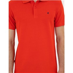 Kırmızı Slim Fit %100 Pamuk Polo Yaka Basic Tişört