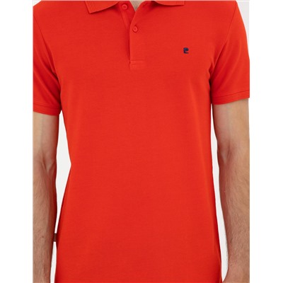 Kırmızı Slim Fit %100 Pamuk Polo Yaka Basic Tişört