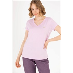 Kadın Manolya V - Yaka Basic Tişört