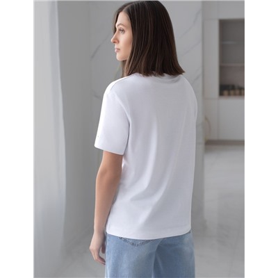 Свободная футболка с принтом из премиального хлопка с эластаном