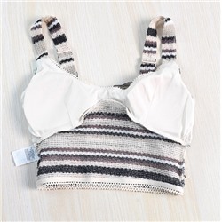 Женский топ с контрастным полосатым тканым узором