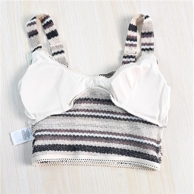 Женский топ с контрастным полосатым тканым узором