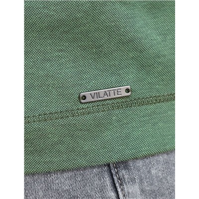 Джемпер хенли из полотна пике с меланжевым плетением с эластаном