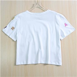 Женская укороченная футболка с вышитыми буквами  КАР*Л 😎  Экспорт