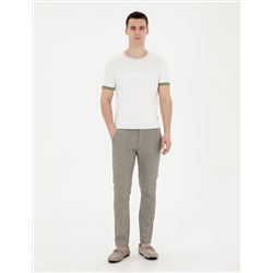 Yeşil Slim Fit Keten Karışımlı Kanvas Pantolon