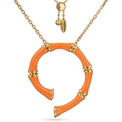 Кулон Бамбук (эмаль оранжевая; покрытие золото) 70см, Есть комплект