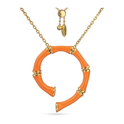 Кулон Бамбук (эмаль оранжевая; покрытие золото) 70см, Есть комплект