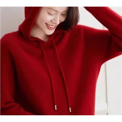 Женский вязаный шерстяной джемпер с капюшоном, толстовка Макс Мар*а