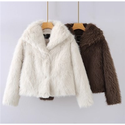 Женская свободная короткая зимняя куртка из искусственного меха