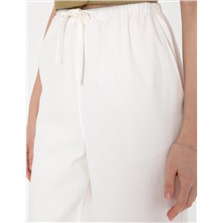 Beyaz Yüksek Bel Loose Fit Pantolon