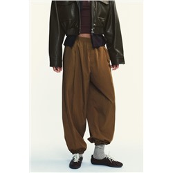 NYLON BALLOON TROUSERS WITH ELASTICATED CUFFS