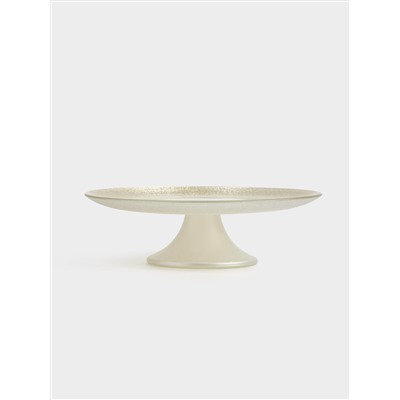 Блюдо на ножке, 21х7 см, стекло, молочное/шампань, Marbella