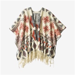 Женское жаккардовое пончо в этническом стиле, экспортная фабрика
