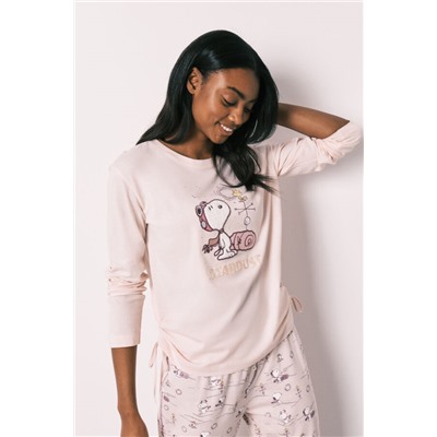 Pijama largo rosa algodón Snoopy