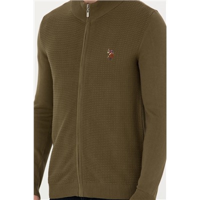 Erkek Haki Basic Triko Hırka