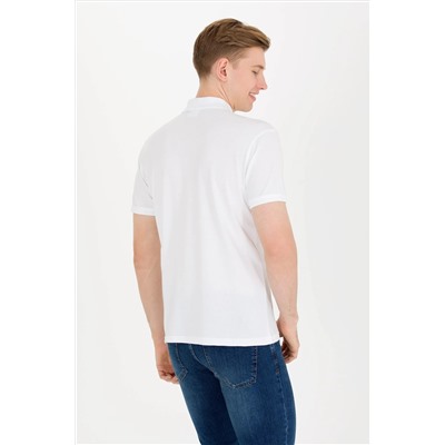 Erkek Beyaz Basic Polo Yaka Tişört