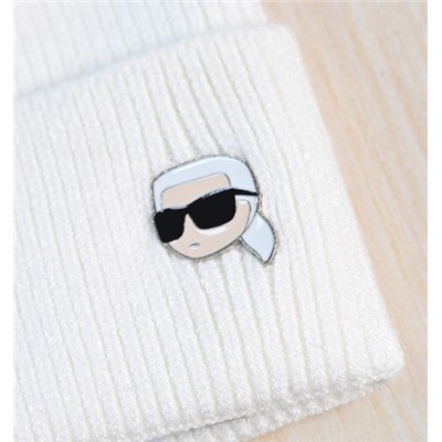 Шапка с металлизированной вышивкой в ​​виде головы мультяшного персонажа KARL LAGERFEL*D