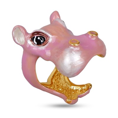 Кольцо Бегемот (эмаль розовая; покрытие золото), Есть комплект