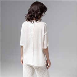 Футболка комбинированная с вышивкой, Буду тебе сниться (айвори)