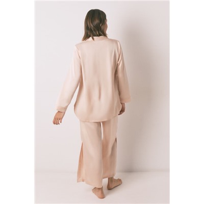 Pijama largo strass satén naranja