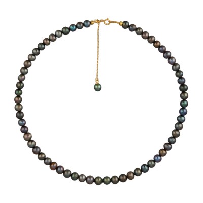 Колье (жемчуг серо-зеленый 6-7мм; покрытие золото) 37-43см