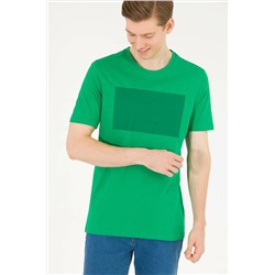 Erkek Yeşil Bisiklet Yaka Tişört