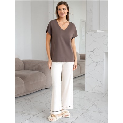 Свободная футболка с V-вырезом и цельнокроеным рукавом из 100% хлопка