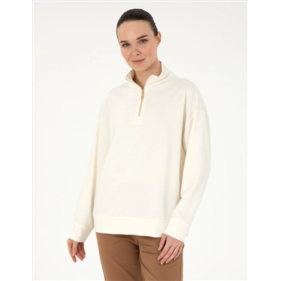 Ekru Regular Fit Modal Kumaş Sweatshirt