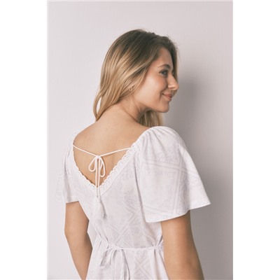 Camisón "maternity" algodón azul volante