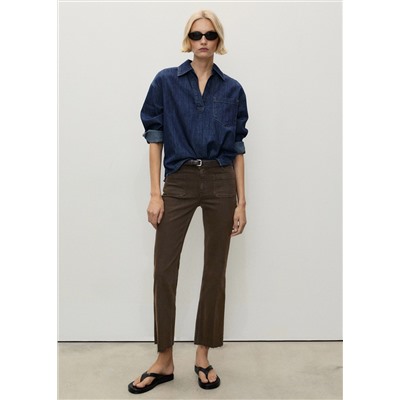 Jeans flare crop bolsillos