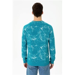 Erkek Petrol Bisiklet Yaka Sweatshirt