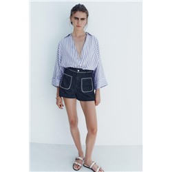 Z1975 HIGH-WAIST DENIM SHORTS WITH TOPSTITCHING