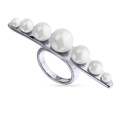 Кольцо Просекко (Майорка 4-10мм белая; покрытие родий), Есть комплект