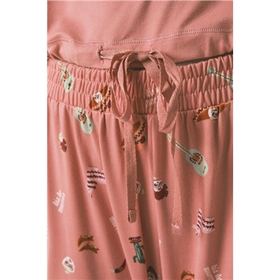 Pijama largo polar "La Catrina" rosa