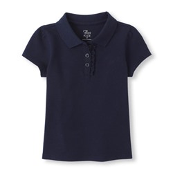 Uniform Short Sleeve Ruffle-Placket Polo