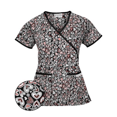 UA Change Of Heart Petunia Mock Wrap Scrub Top