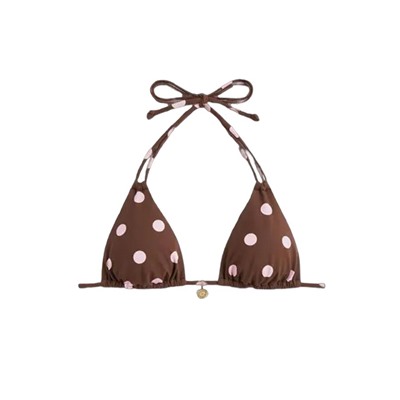 Top bikini triangular estampado lunares marrón