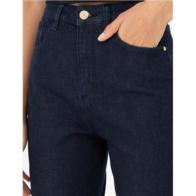 Koyu İndigo Mom Fit Jean Pantolon