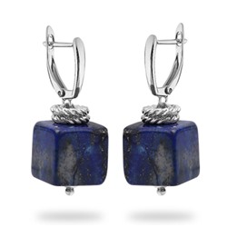 Серьги Терра (агат, лазурит 13х13мм; покрытие родий), Есть комплект
