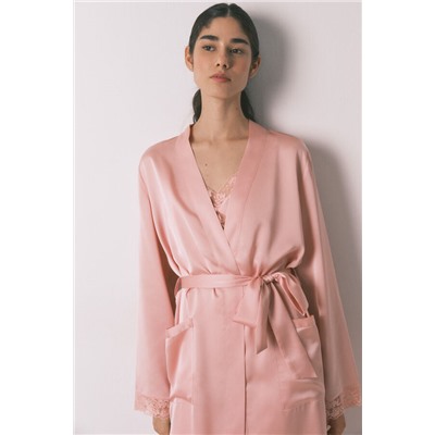 Bata midi satén rosa