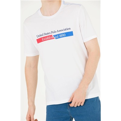 Erkek Beyaz Bisiklet Yaka Tişört