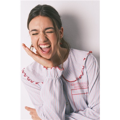 Pijama largo algodón cuello bobo