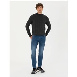 Antrasit Melanj Slim Fit Kazak