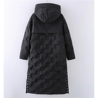 Женское теплое зимнее длинное хлопковое пальто с капюшоном в клетку